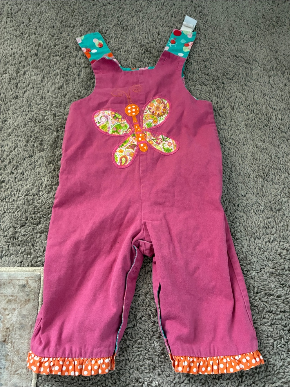 The Bailey Boys reversible Girls Pink embroidered Overalls